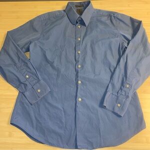 Calvin Klein Mens Blue Slim Fit Stretch Wrinkle Free Button Up Dress Shirt Large